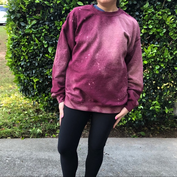 New Oversized Burgundy Maroon Sweatshirt Tie dye - Picture 2 of 3